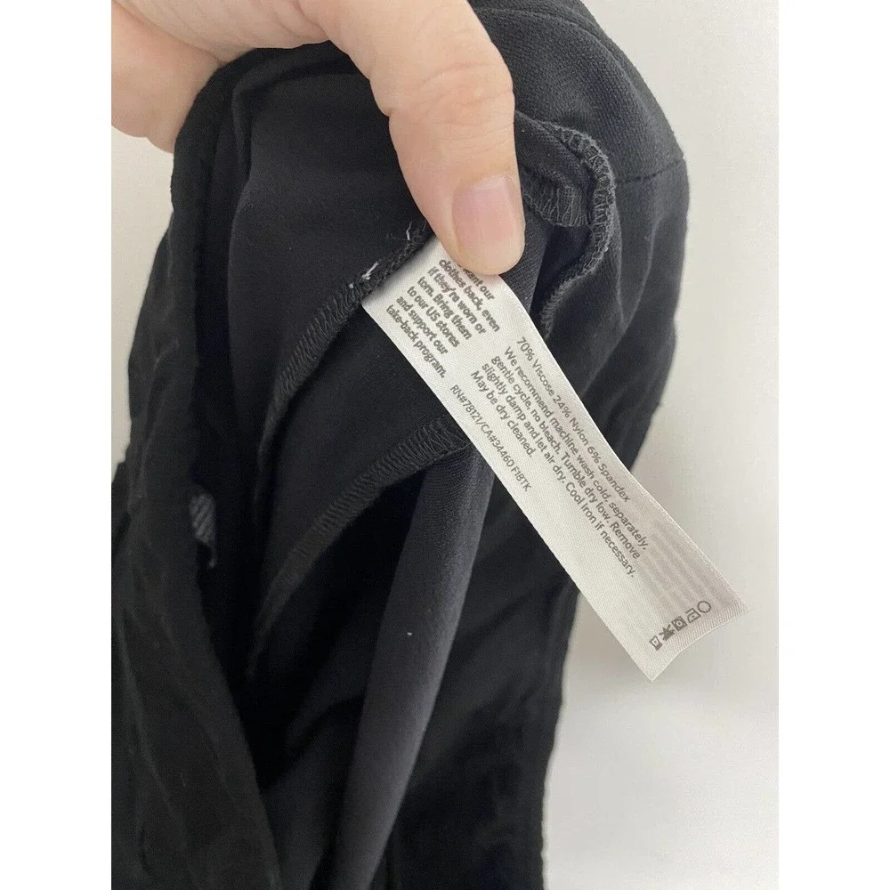 Eileen Fisher Womens Black Mid Rise Pull On Pants Size L Solid Black Casual M6 - Picture 5 of 6